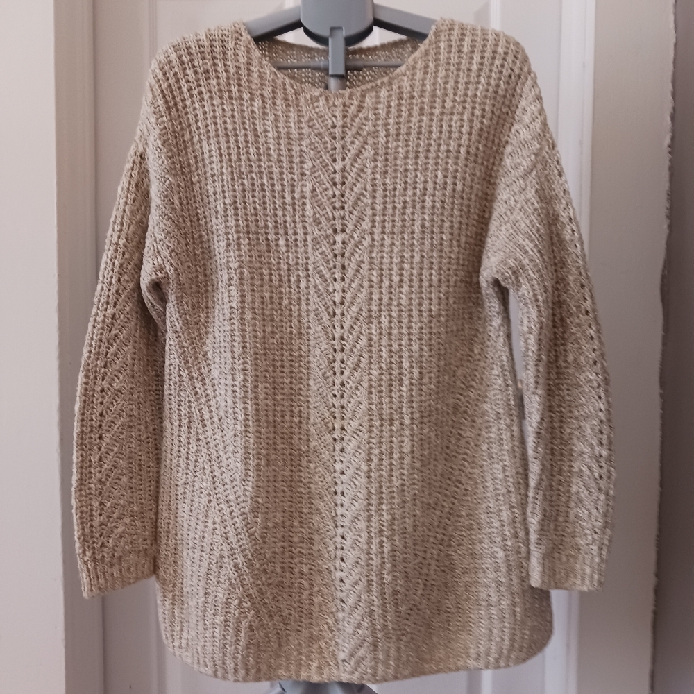 Lucky Brand Open Knit Crew Neck Sweater